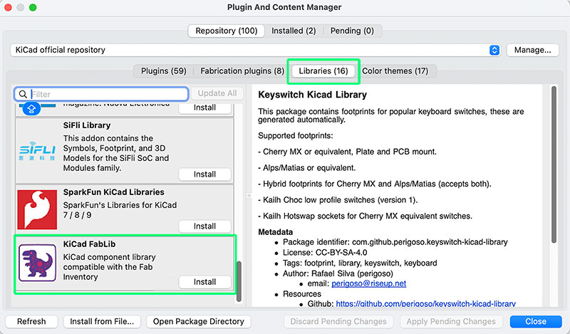 KiCad FabLib install