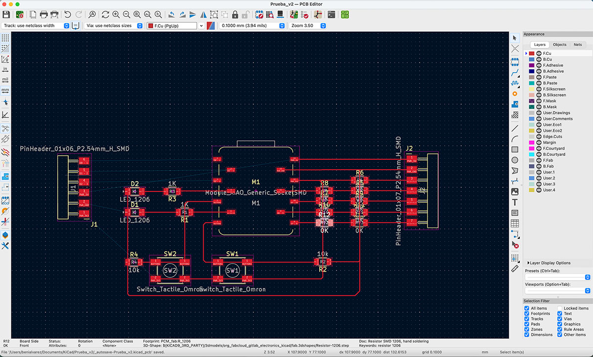 PCB editor with 9 resistence as bridge v2.1