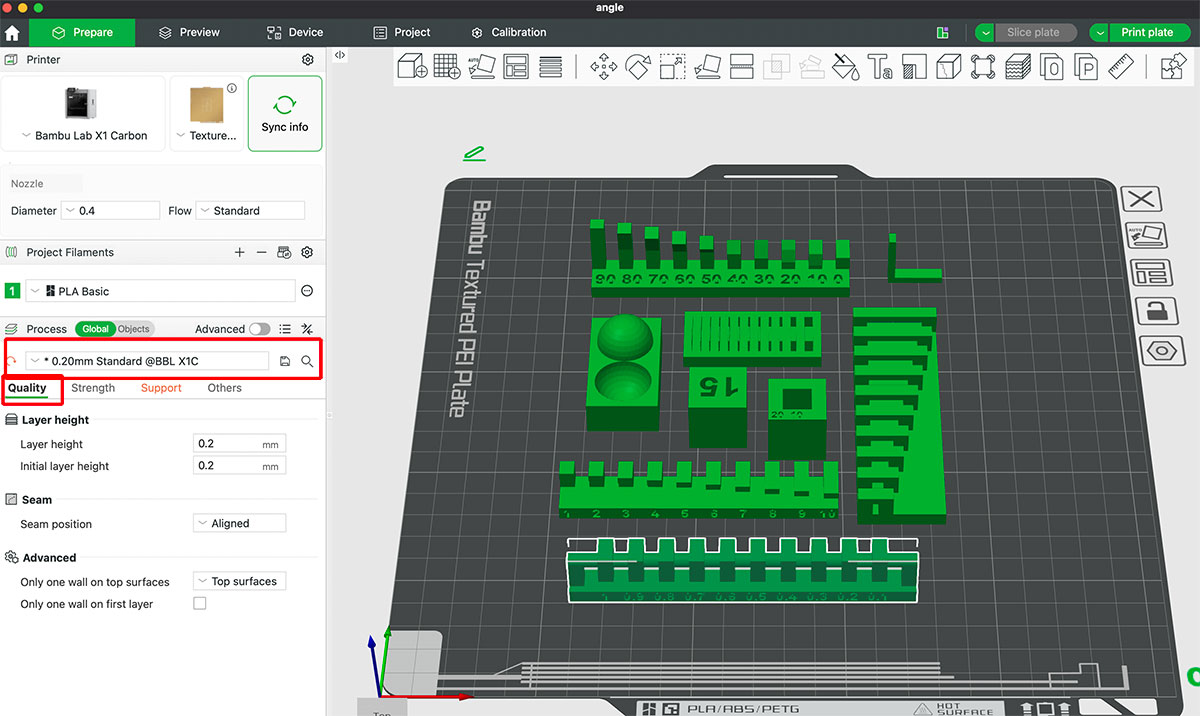 Profile and layer height