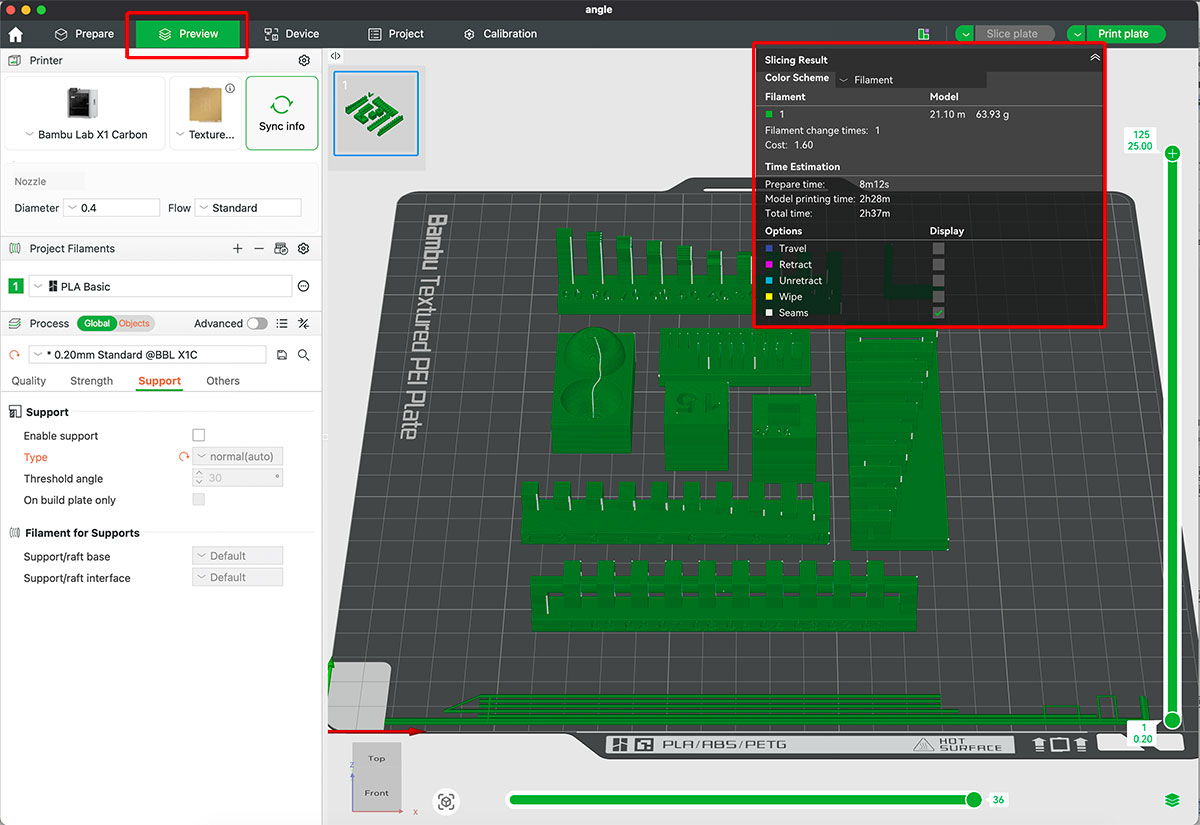 Estimate material and time needed