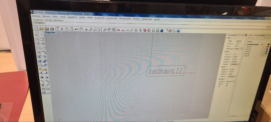 The rocinant // wordmark as vector paths in Rhinoceros, ready to send through the Roland driver.