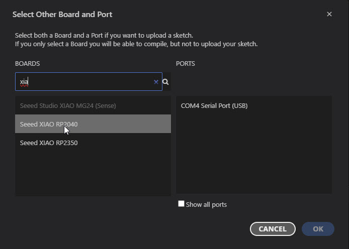Selecting new board.