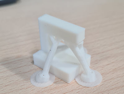 Overhang test printed with tree supports
