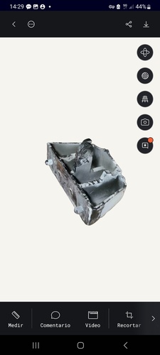 3D scan result of the part in Polycam's viewer showing textured mesh.