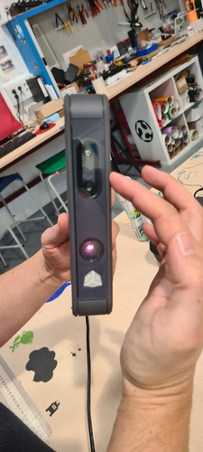 3D Sense scanner front detail showing IR emitter and RGB camera.