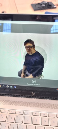 3D Sense scan result showing coloured bust on screen.