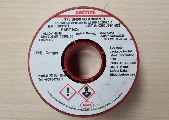 Loctite 60/40 solder reel, 0.38mm diameter, Ersin 370, 5-core flux.