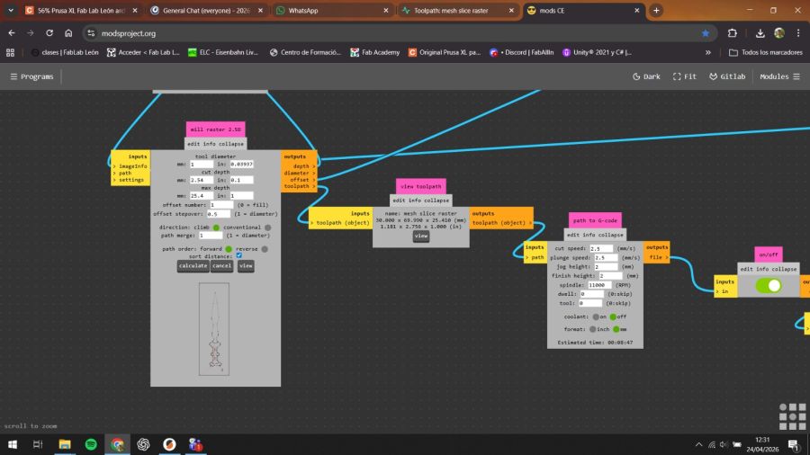 Machine setup for mold fabrication