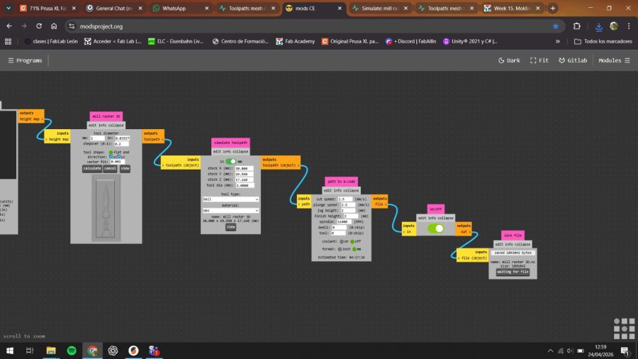 Machine setup for mold fabrication