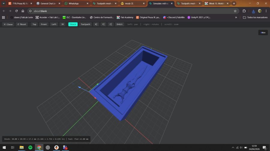 Machine setup for mold fabrication