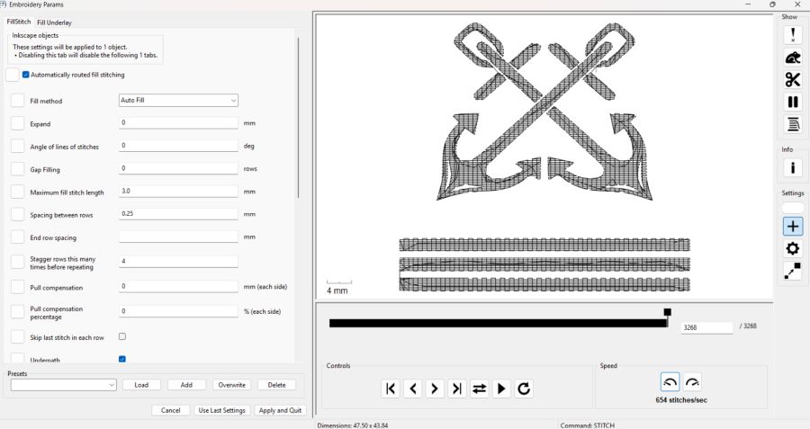 Inkstitch parameters