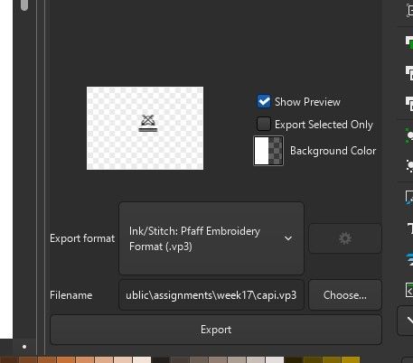 Export embroidery file