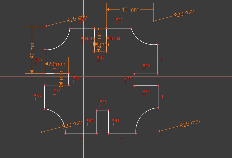 Parametric polygon pieces modelled in FreeCAD