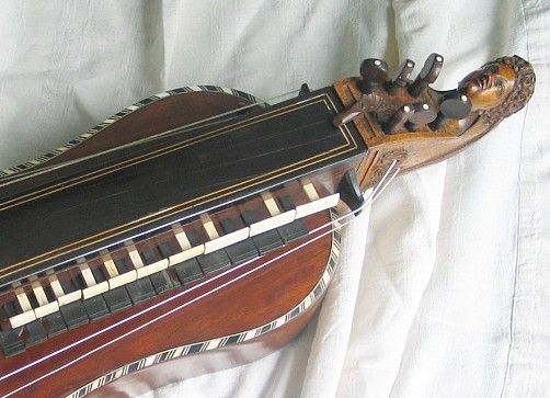 Sketch of hurdy-gurdy ornament and tuner integration