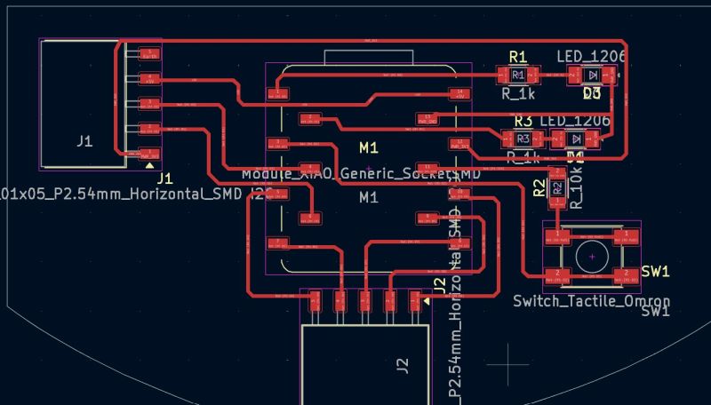 KiCad PCB layout - 2top view