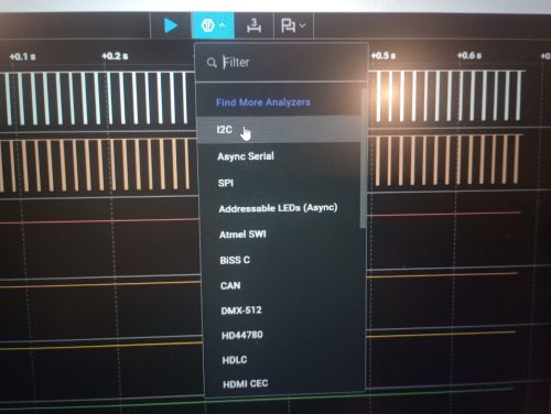 Logic analyzer connected to the board