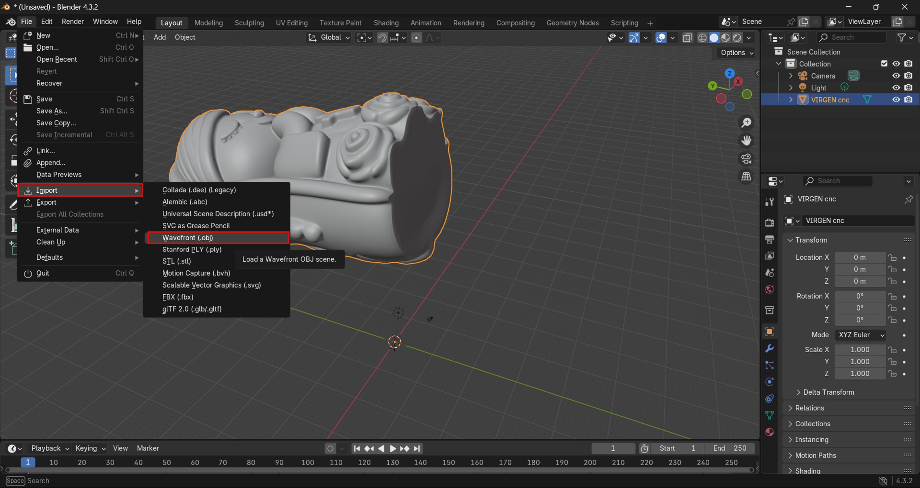 Import model in Blender