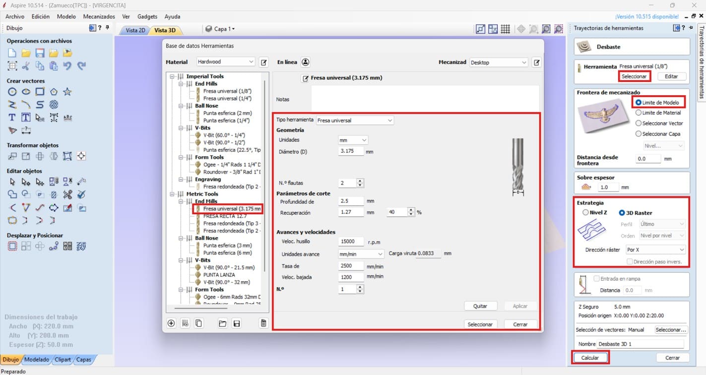 Roughing parameters
