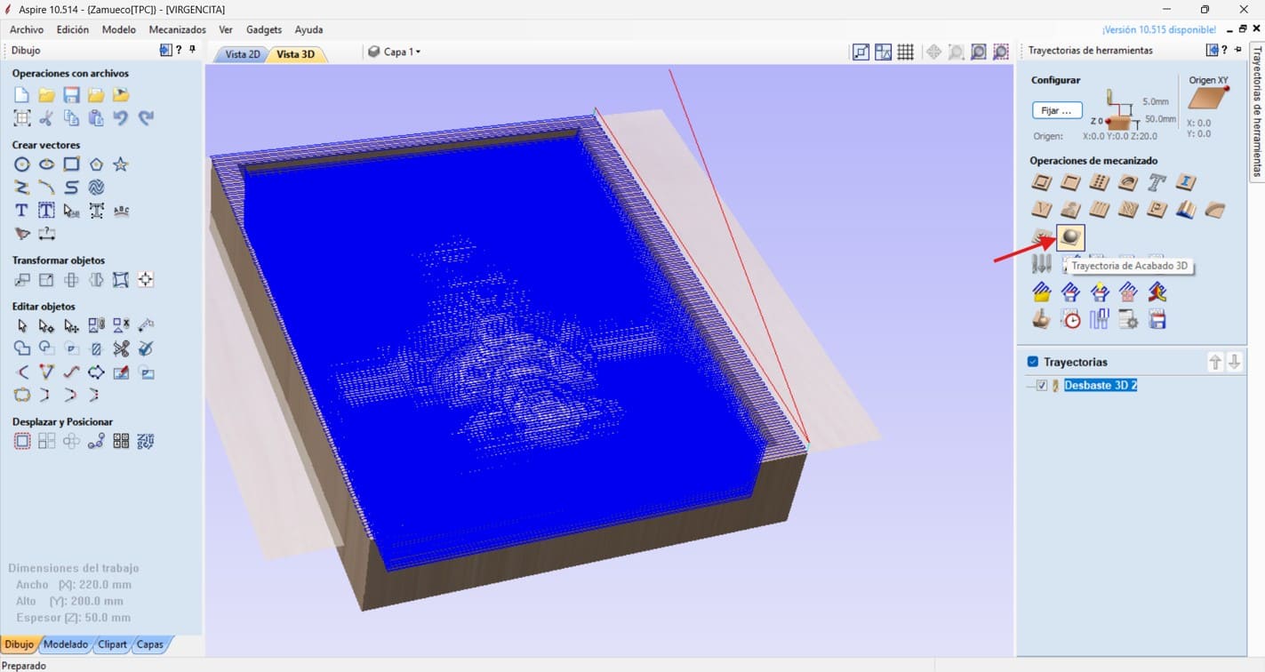 Finishing toolpath