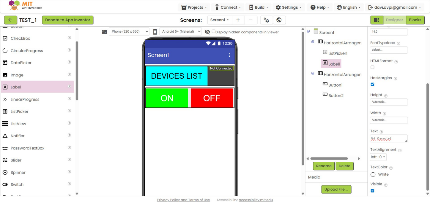 App interface with image