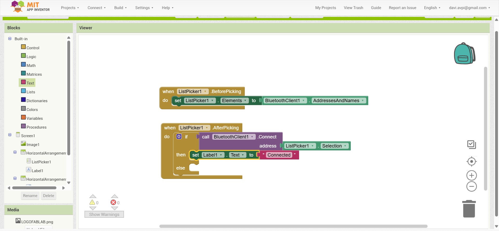 Status text blocks