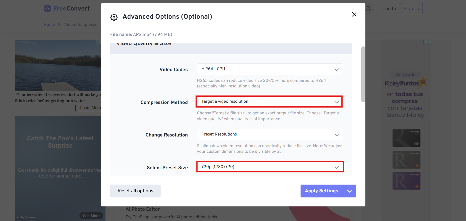 FREECONVERT Step 2