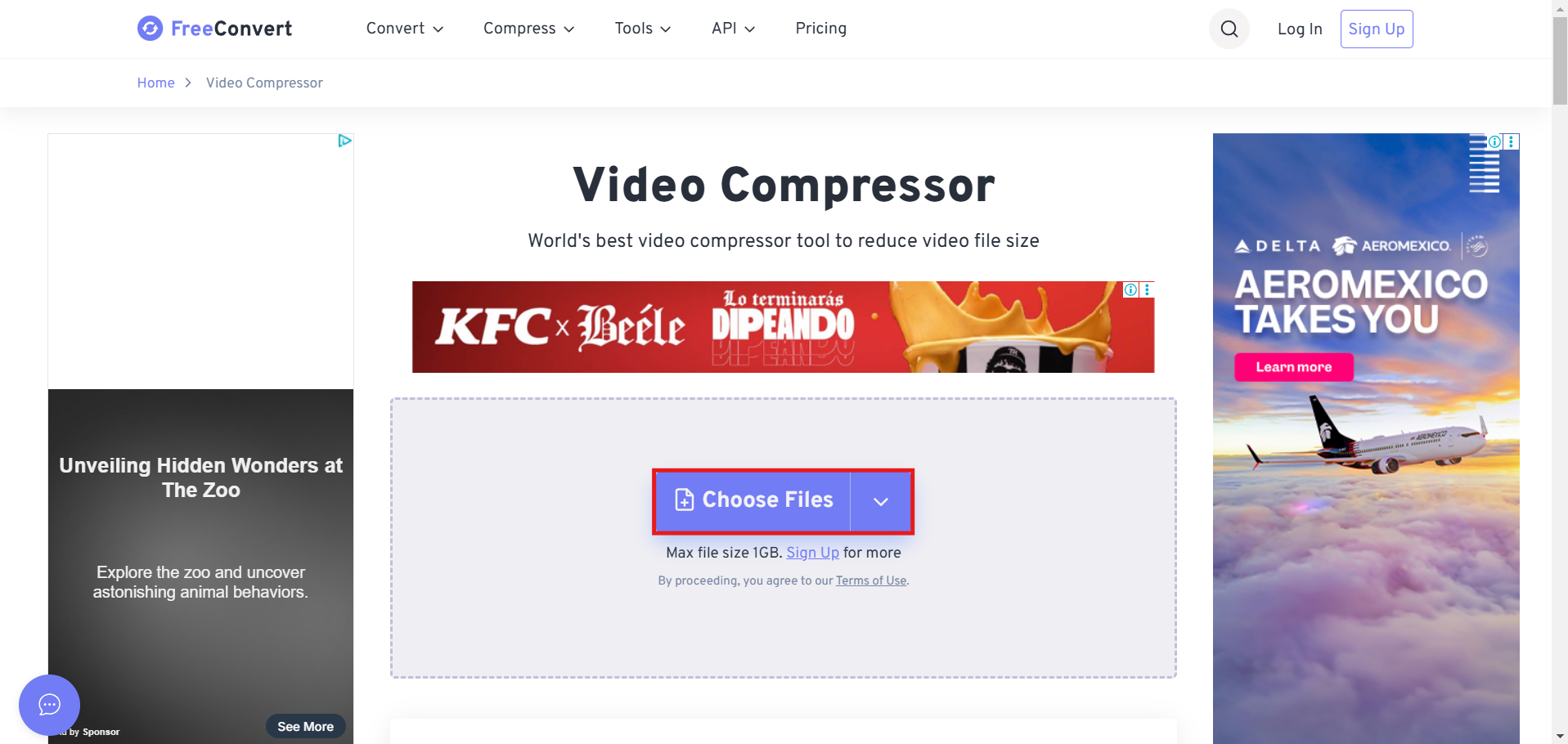 FREECONVERT video compressor screenshot