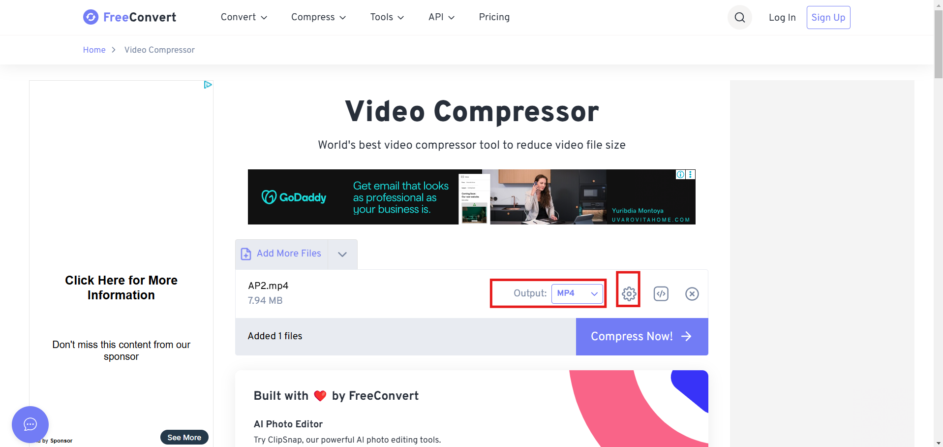 FREECONVERT Step 1
