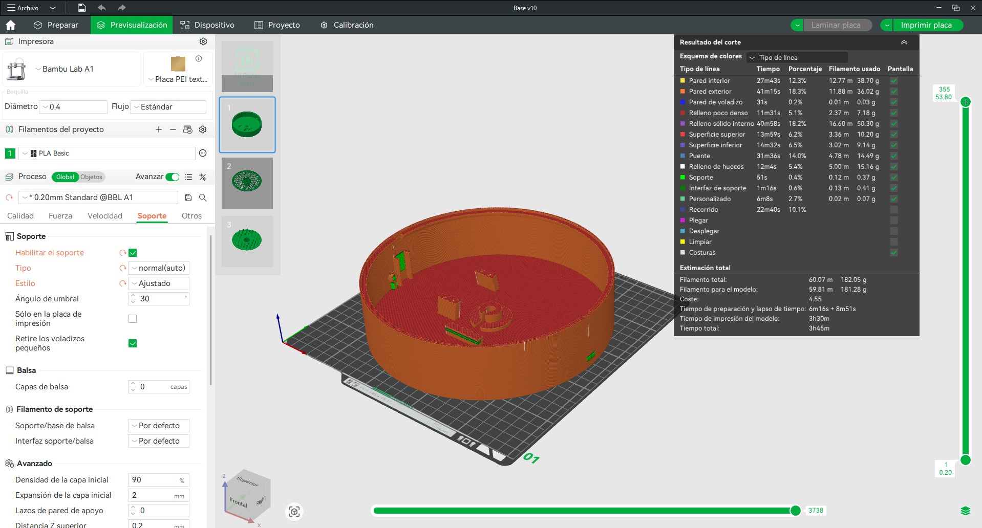 Base housing slicing configuration