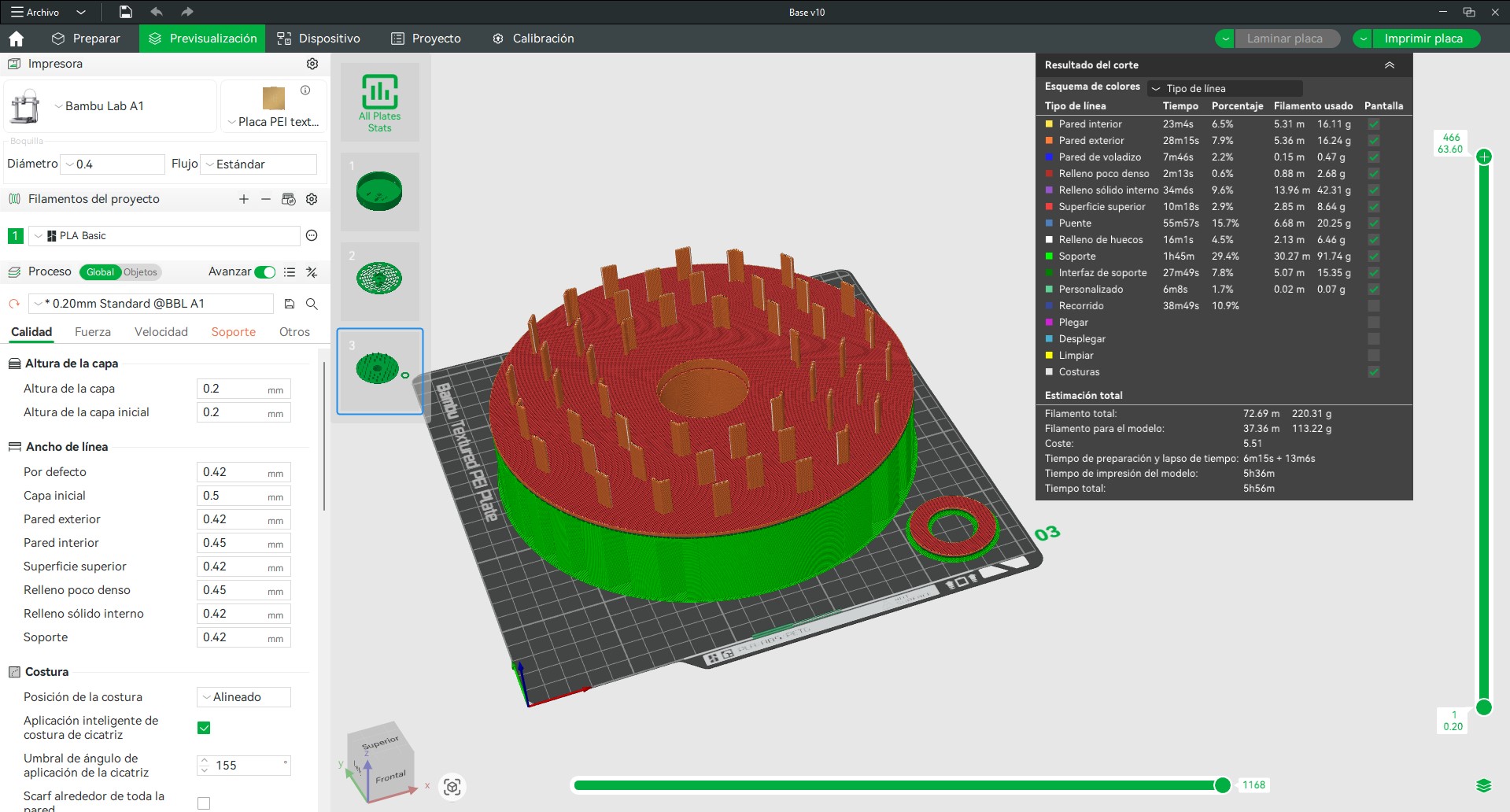 Petal support platform slicing configuration