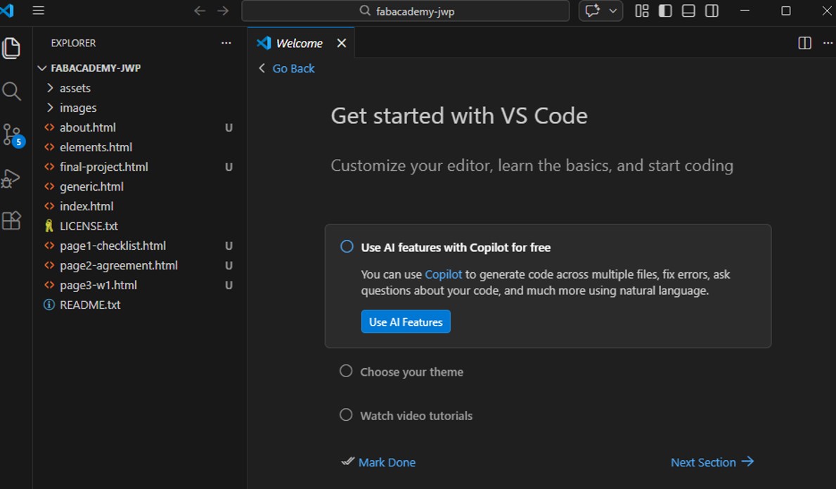 Repository opened in Visual Studio Code