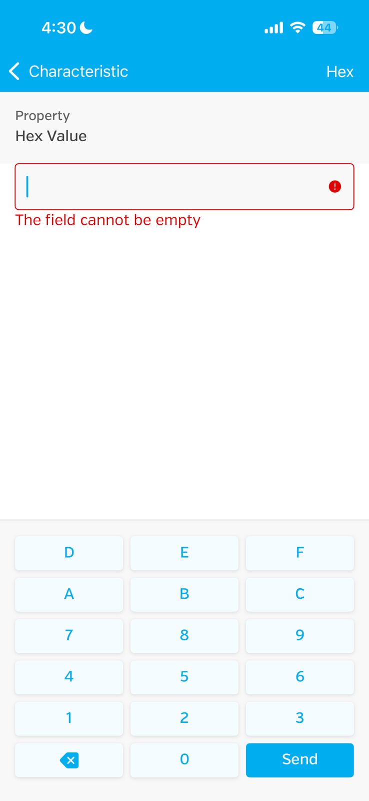 Writing commands to the BLE characteristic