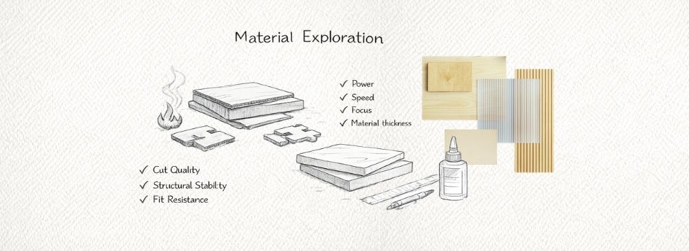 Material exploration cardboard and MDF