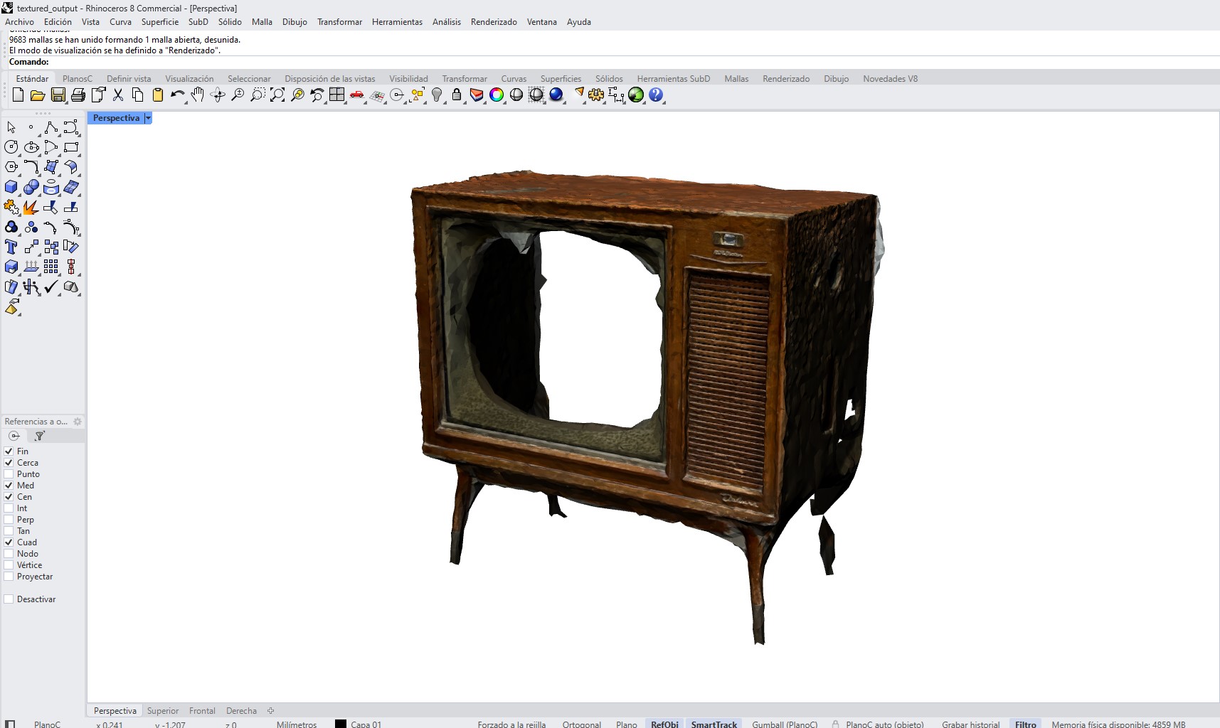 Rhino - cleaned mesh result