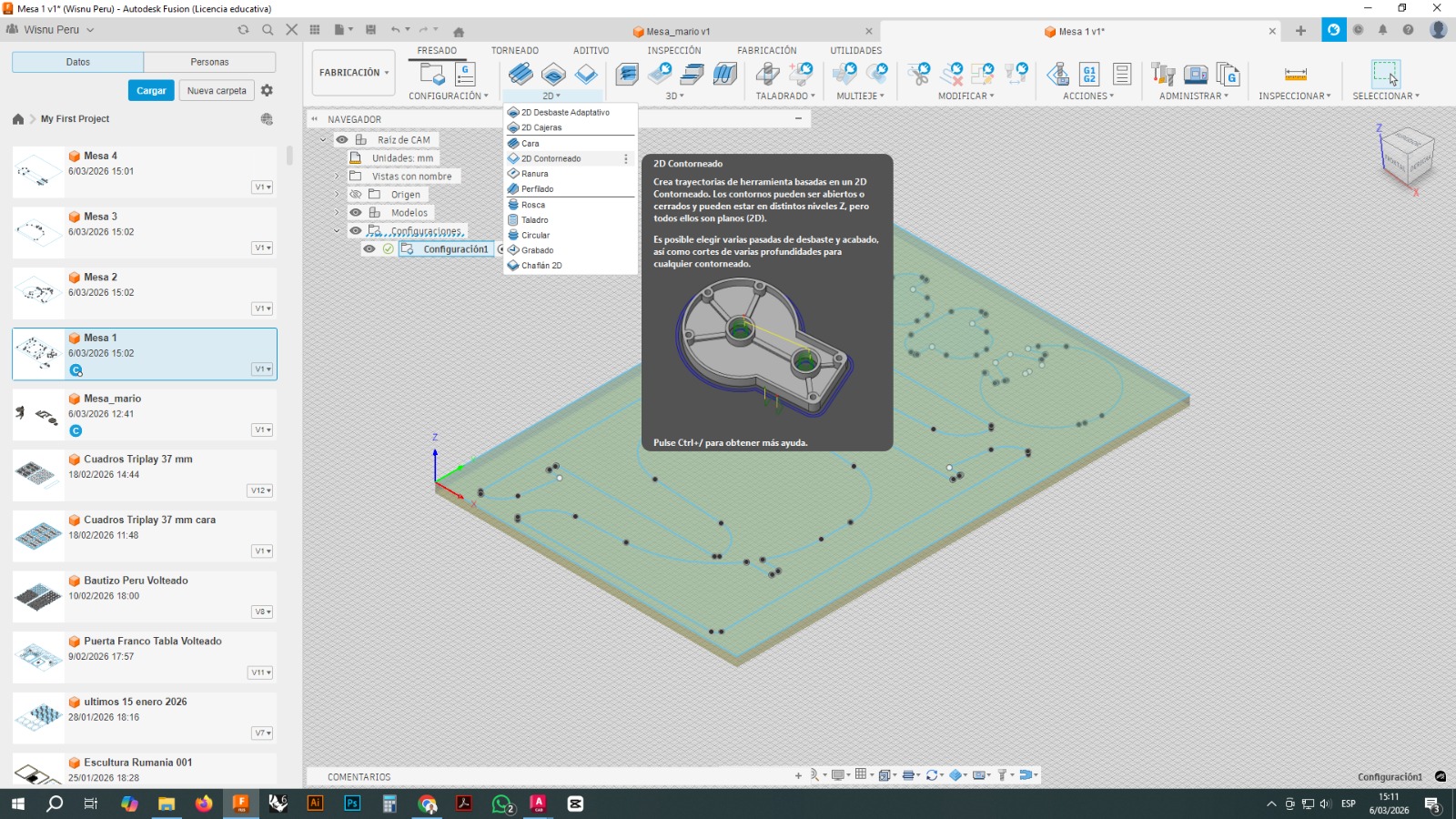 Assembled side table after CNC cutting