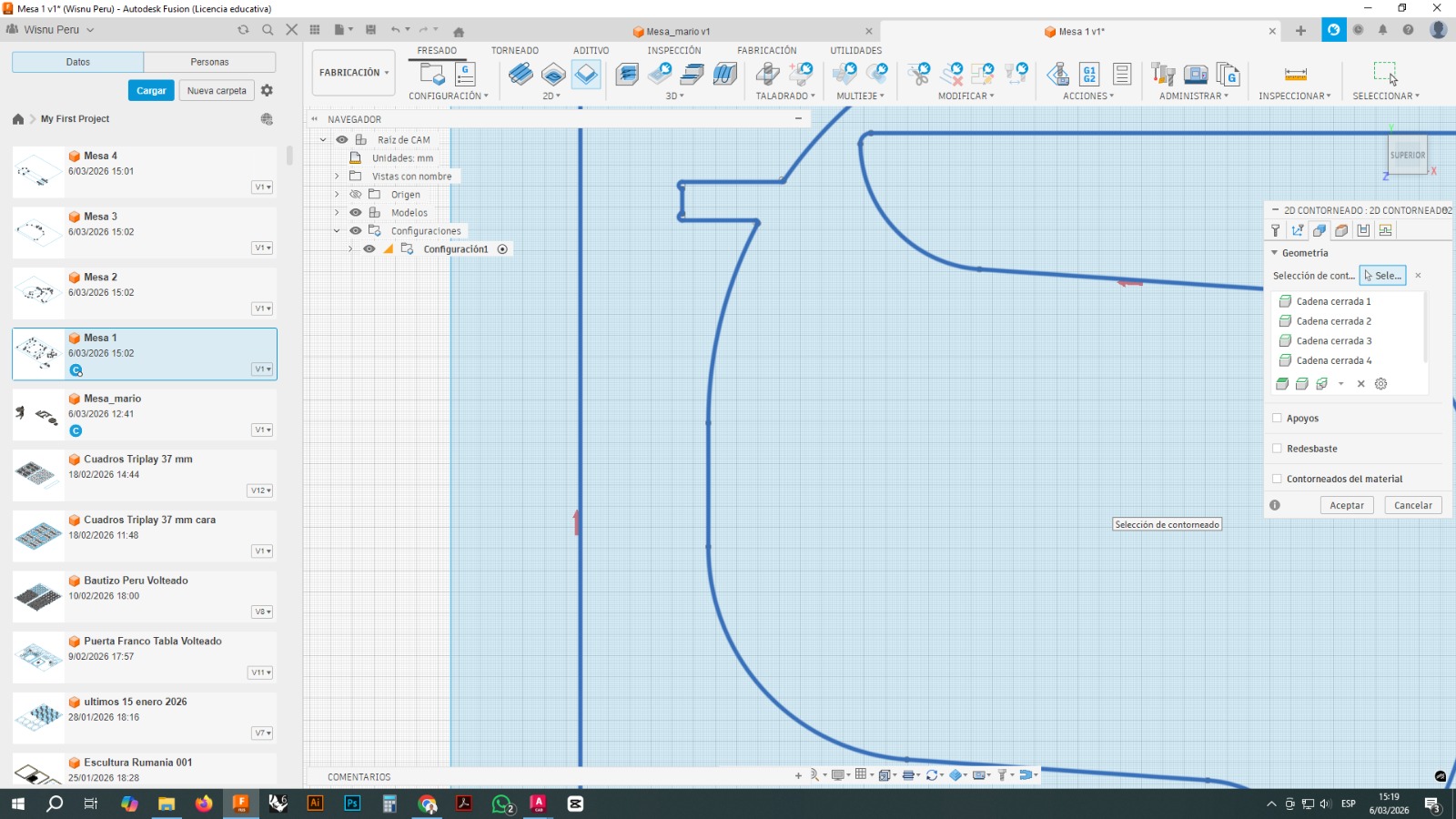 Assembled side table after CNC cutting