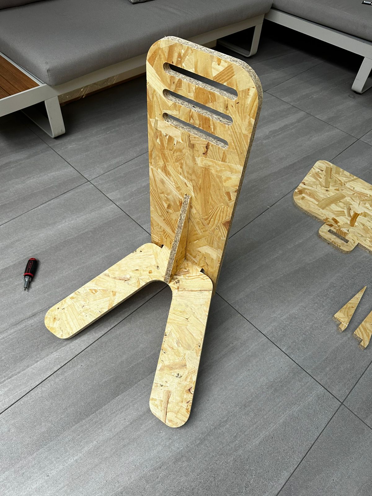 Assembled side table after CNC cutting