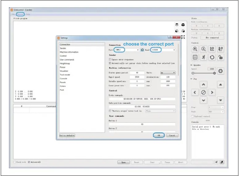 Software interface for machine control