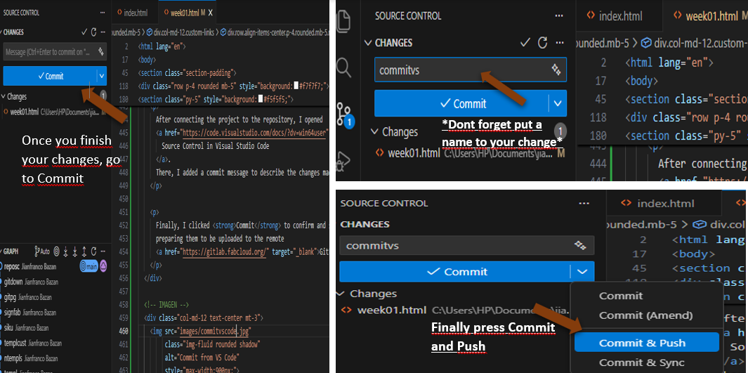 Commit from VS Code