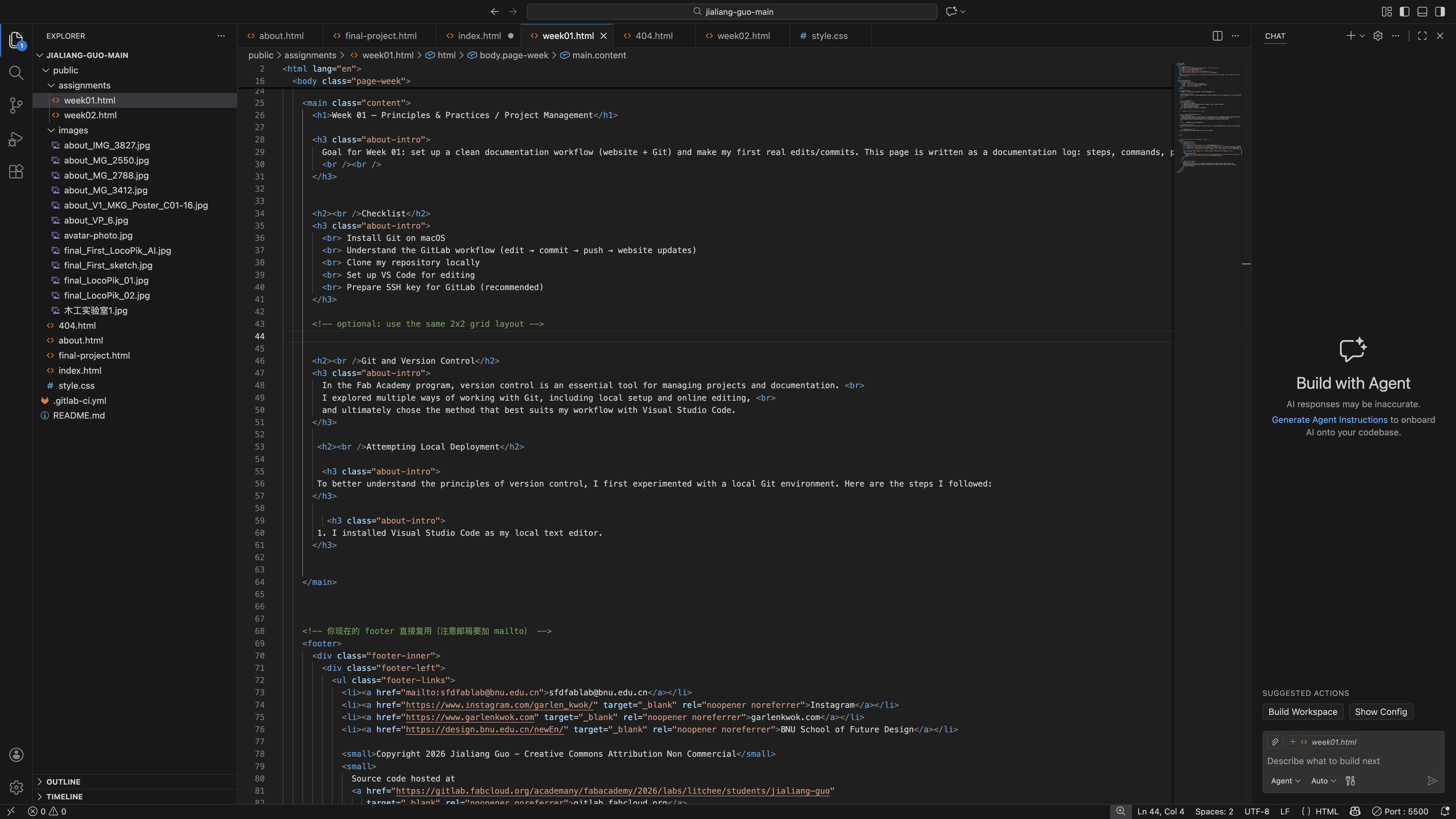 Editing Week01 in VS Code