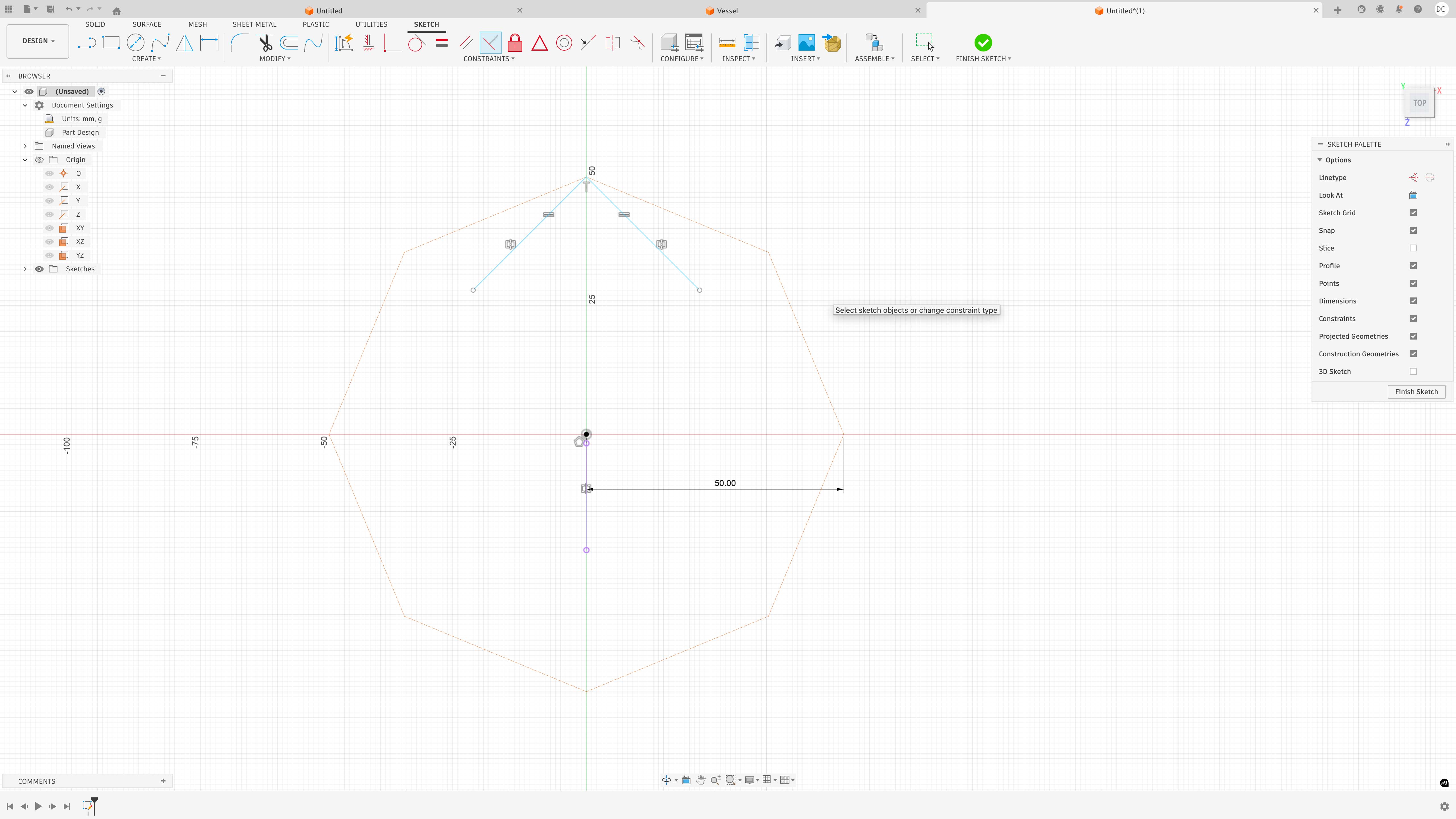 Polygon sketch in Fusion 360