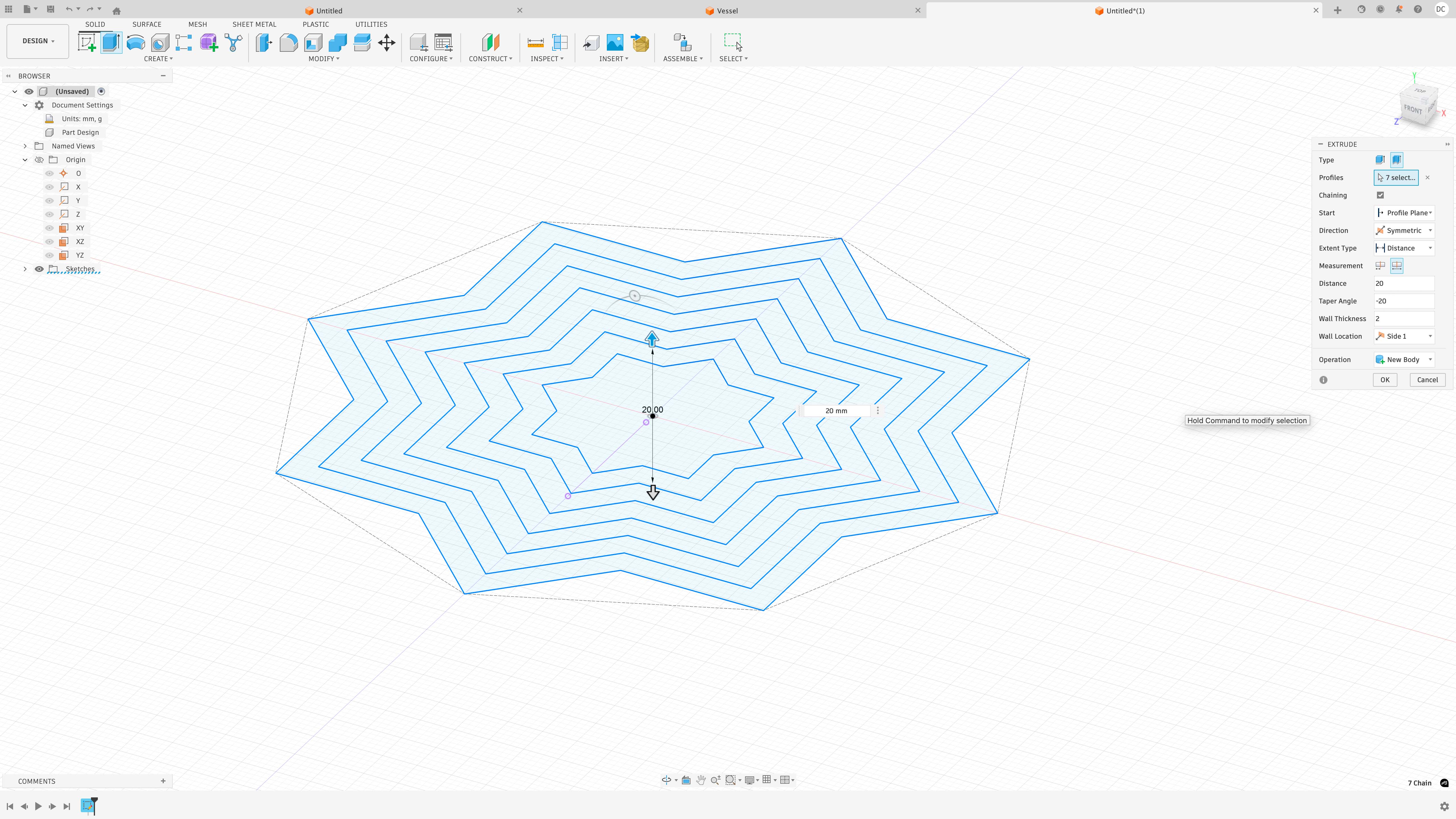 Offset profiles created in Fusion 360