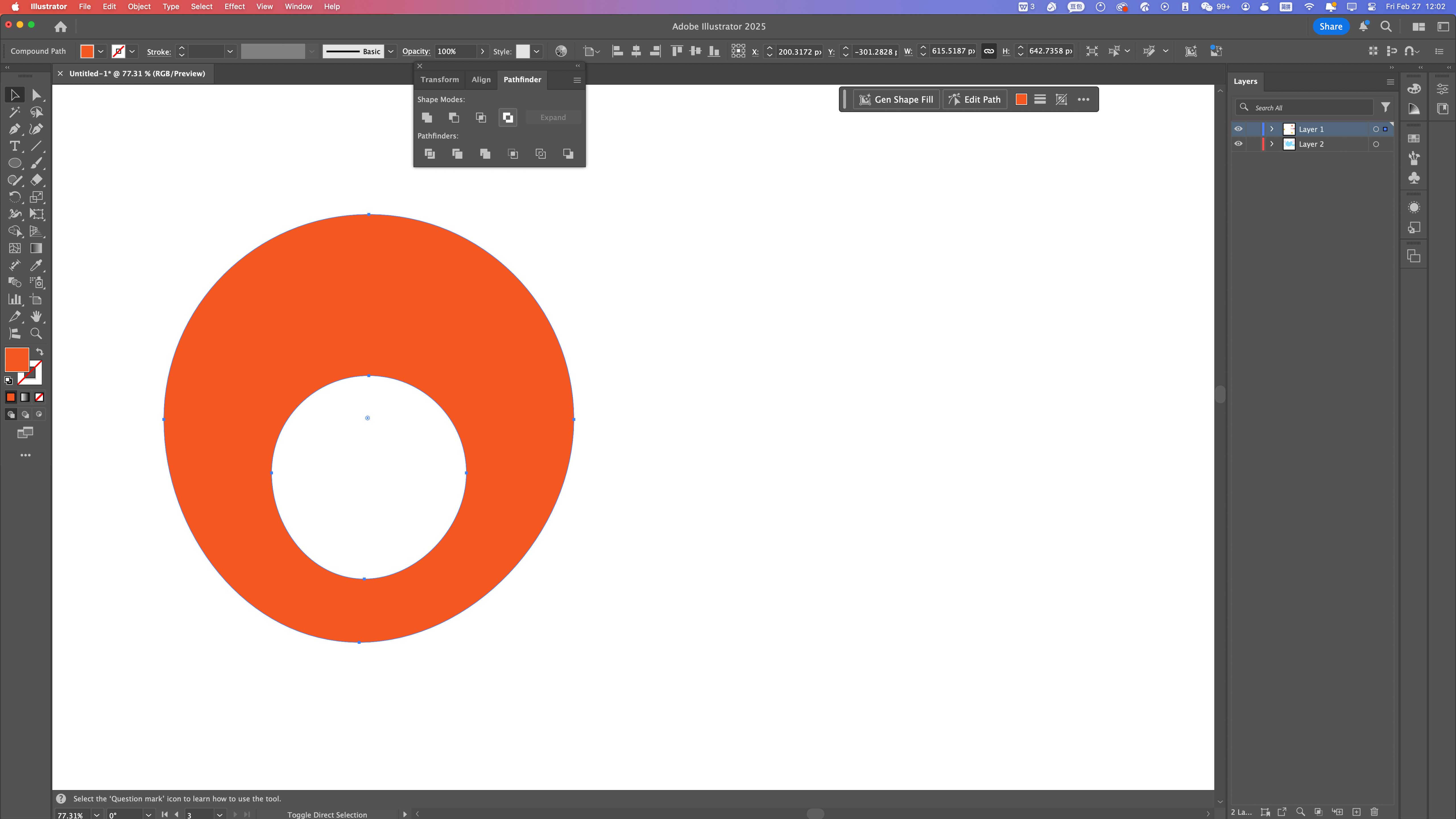 Base geometry created using the Ellipse Tool