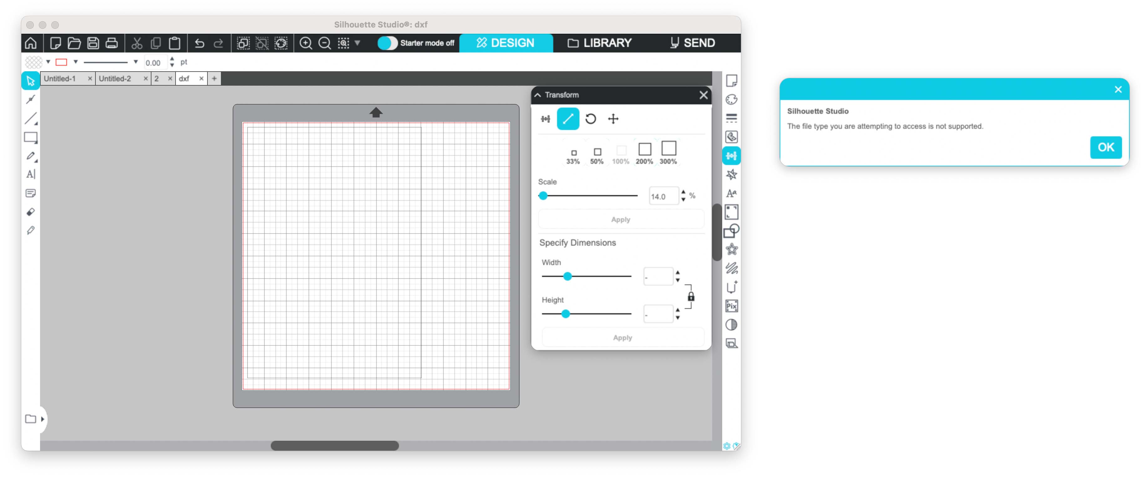 Design imported into Silhouette Studio