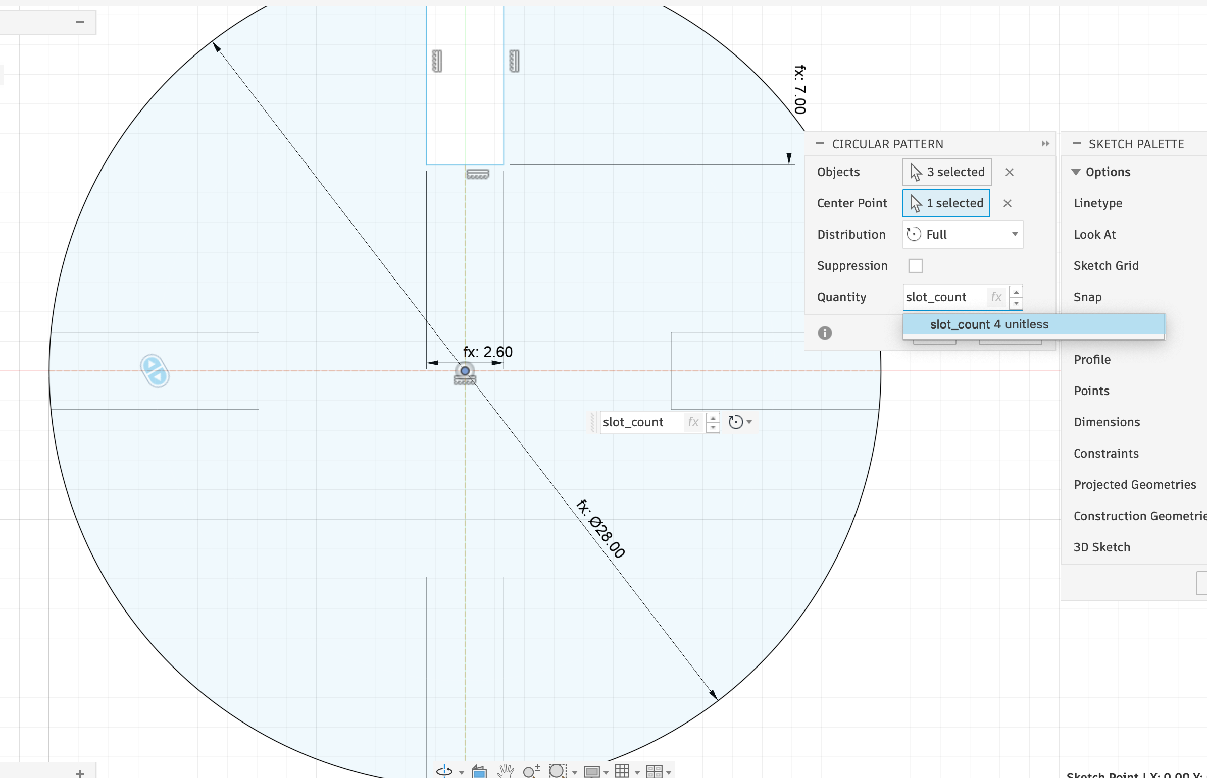 Circular pattern for the circle module