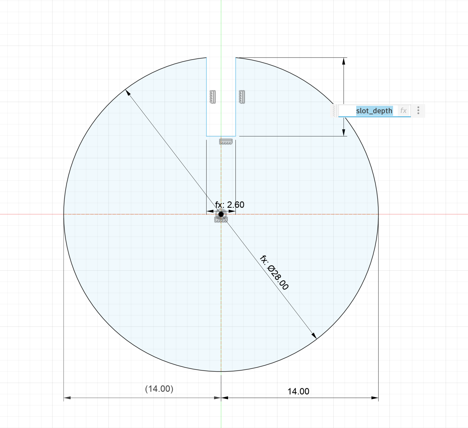 Slot depth parameter in Fusion 360