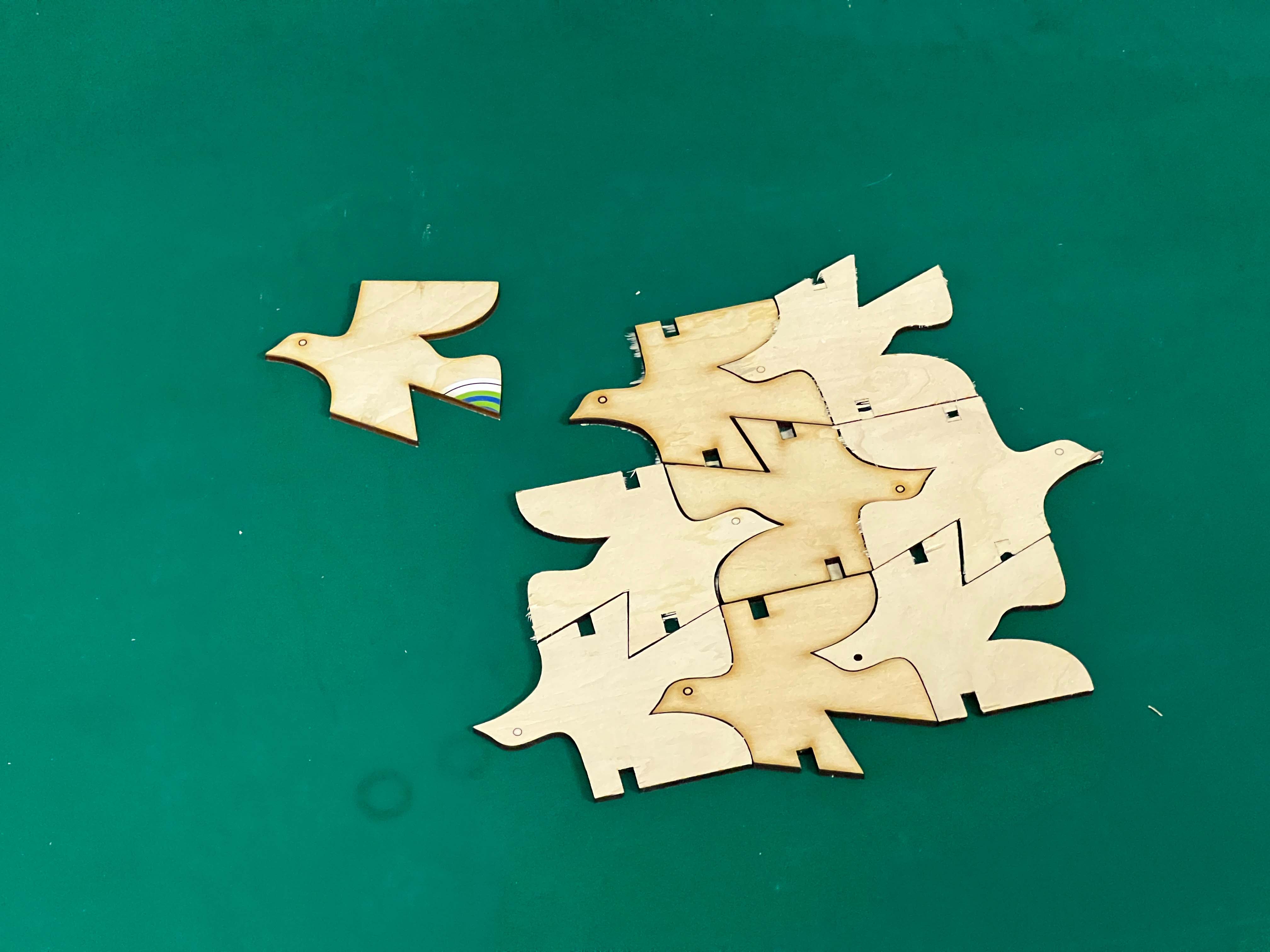 Pieces separated from the sheet