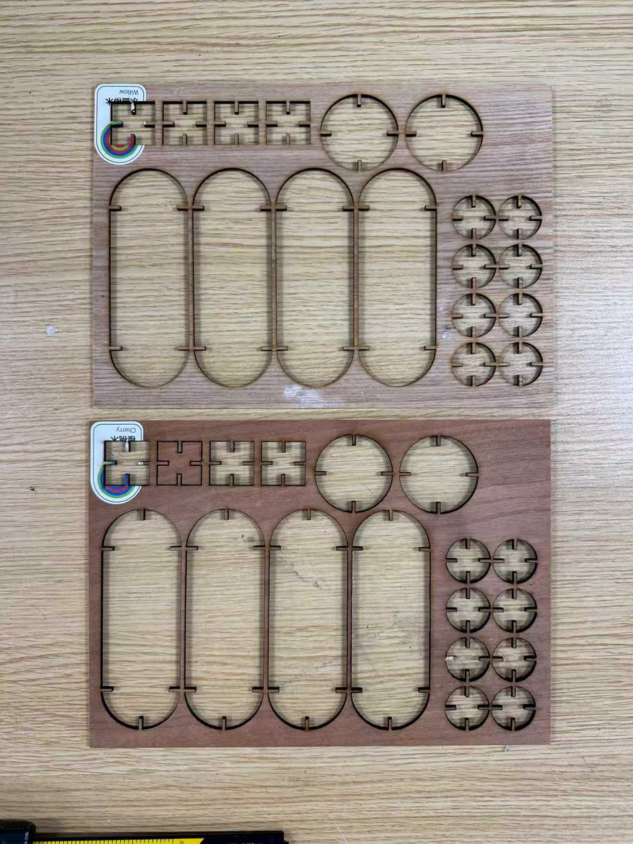 Press-fit parts removed from the cut sheet