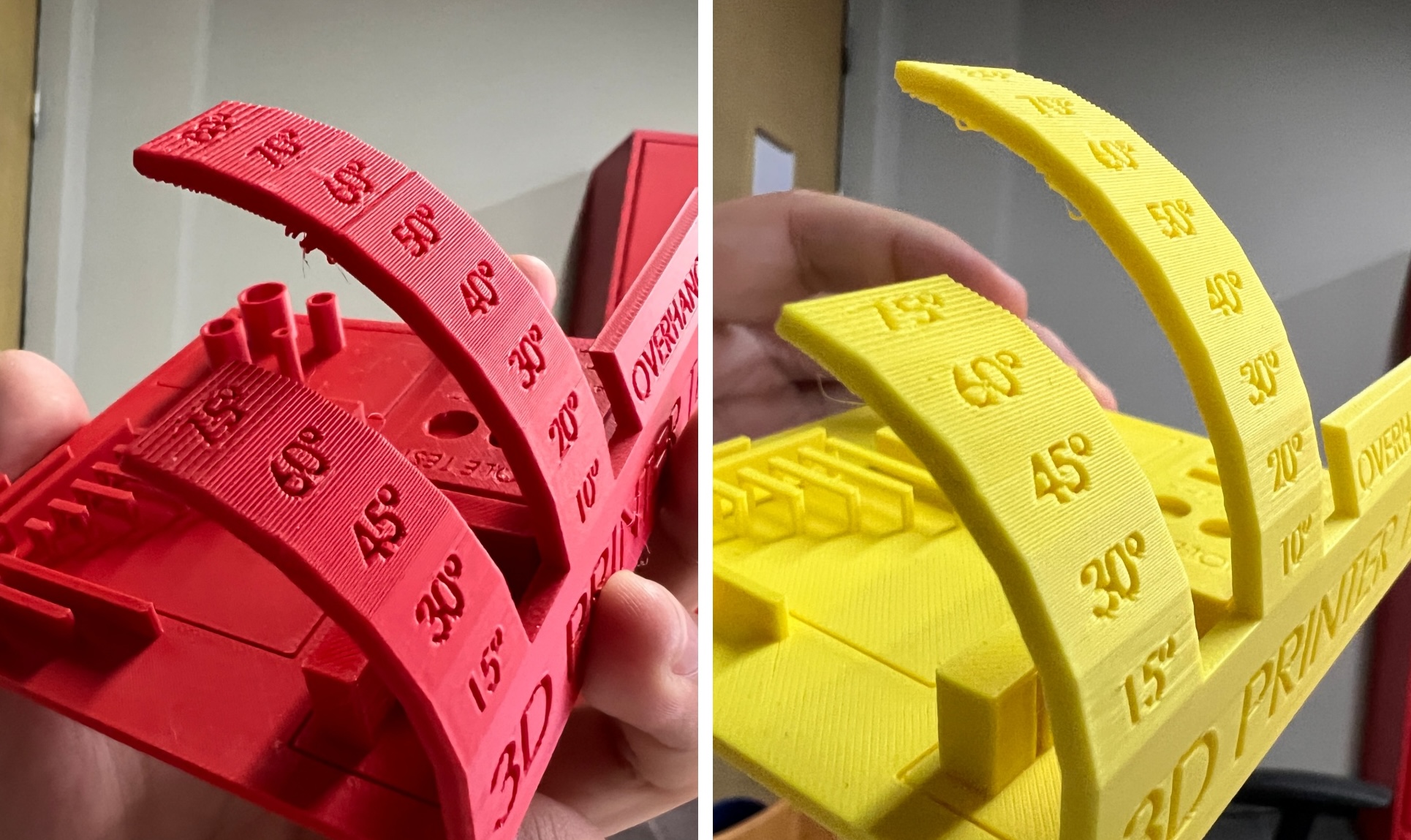 Close-up of curved overhang failure