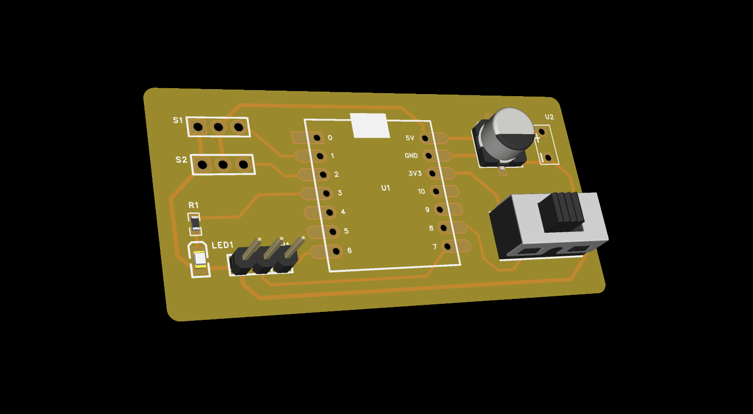 3D preview of the PCB in Lceda Pro